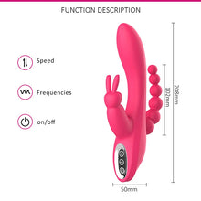 Load image into Gallery viewer, G Spot Dildo Rabbit Vibrator 3-in-one function Vibration Waterproof