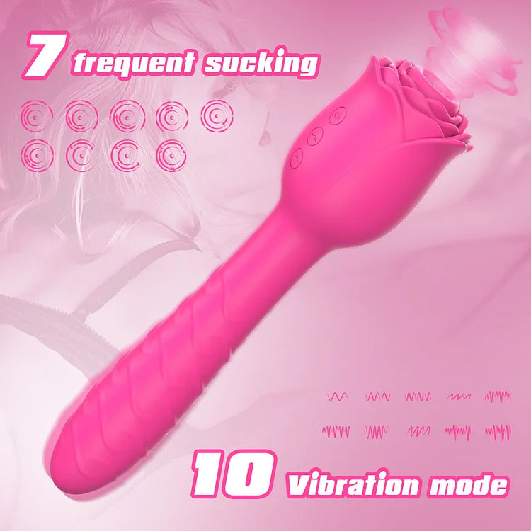 D3621 Scarlet 3-in-1 Telescopic Sucking And Shocking Handle Rose Vibrator