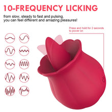 Load image into Gallery viewer, 10 Speeds Vibrating Rose Shape Tongue Licking Vibrator For Women