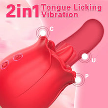 Load image into Gallery viewer, 2 In 1 Rose Clitoris Vibrator Tongue Licking Thrusting Vibrator Nipple Stimulator